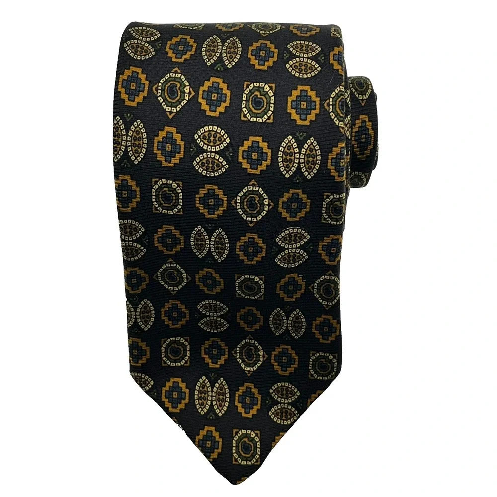 Brooks Brothers Makers Repp Silk XL Men's‎ Necktie Geometric Mosaic Medallions